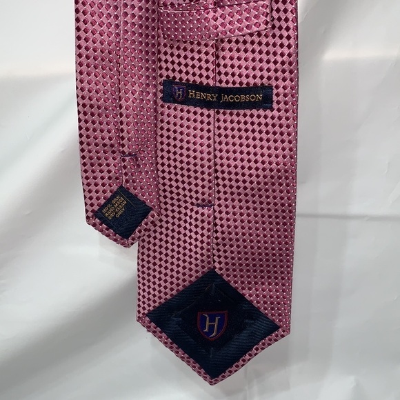 HENRY Jacobson Pink on Pink Checkered Pattern Silk 61” L 4” W - Picture 4 of 4